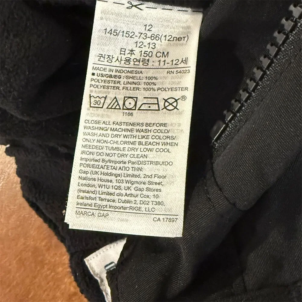 GAP Kids Unisex Ski Snow Pants Black Size 12 Winter Insulated NWT